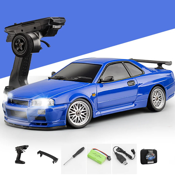 LDRC 1899BU R34 GTR Drift Car RTR W Gyro Blue 1 18th Metal Body