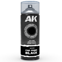 AK Interactive AK1009 Fine Primer Black - Spray Paint 400ml (Includes 2 nozzles)