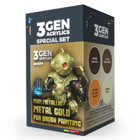 AK Interactive Wargame: Non Metallic Metal Gold for Brush Painting Acrylic Paint Set 3rd Generation