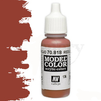 Vallejo Model Colour #136 Red Leather 17 ml Acrylic Paint [70818]