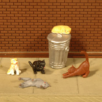 Bachmann Cats & Garbage Can HO