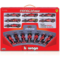 Burago 36864 Ferrari 7 Piece Collection & Display Stand 1/43