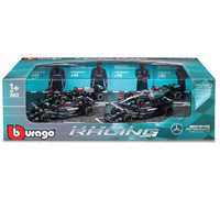 Burago 38093 F1 4 Piece Gift Set Mercedes AMG Hamilton 1/43