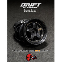 DS Racing Drift Element Rim Triple Black With Gold Rivets 1/10 (2)