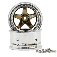 DS Racing DE021 Drift Element Adjustable Offset Rim Bronze Chrome 1/10 (2)