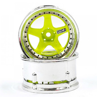 DS Racing DE026 Drift Element 5 Spoke Rim Lime Chrome 1/10 (2)