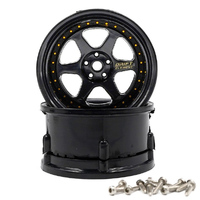 DS Racing DE207 Competition Series III 6 Spoke Rim Black/ Gold 1/10 (2)