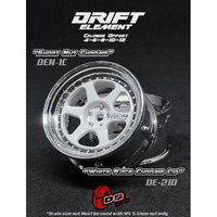 DS Racing DE210 Element II 6 Spoke White/ Chrome RC Drift 1/10 (2)