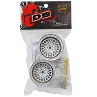 DS Racing DE311 Drift Element Mesh White Chrome Lip & Gold Rivets (2) 1/10
