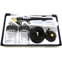 HSeng Airbrush HS-38 Single Action Plastic+jars+Hose+Reg