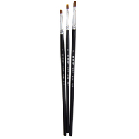 Hobby Works Paint Brush Flat Set 0/2/4 (3pce)