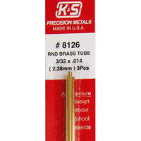 K&S 8126 Round Brass Tube 3/32  .014 Wall 12in  (3)