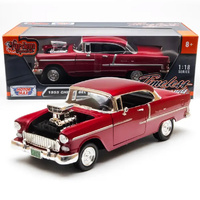 Motor Max 79002 1955 Chevy Belair With Supercharger Red 1/18