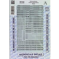 Microscale 90101 HO Letters & Numbers Gothic/ Black