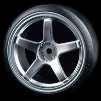 MST 103017FS 5 Spoke Wheel Offset +3 Flat Silver W/CS-R Tyre Soft (4) 1/10