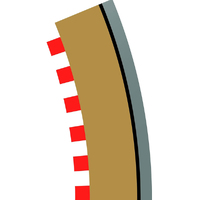 Scalextric Border, Kerb & Barrier - Curve - R2 - 22.5 Deg Outer