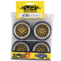 Yeah Racing WL-0099 Spec D LS Wheel Offset +6 Gold Silver W/ Tyre (4) 1/10